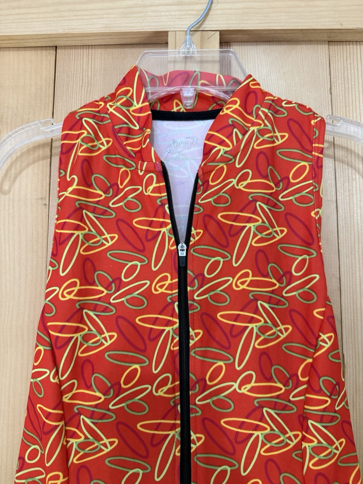 Terry Womens X-Small Cycling Jersey Sleeveless Orange 3/4 Zip Pockets