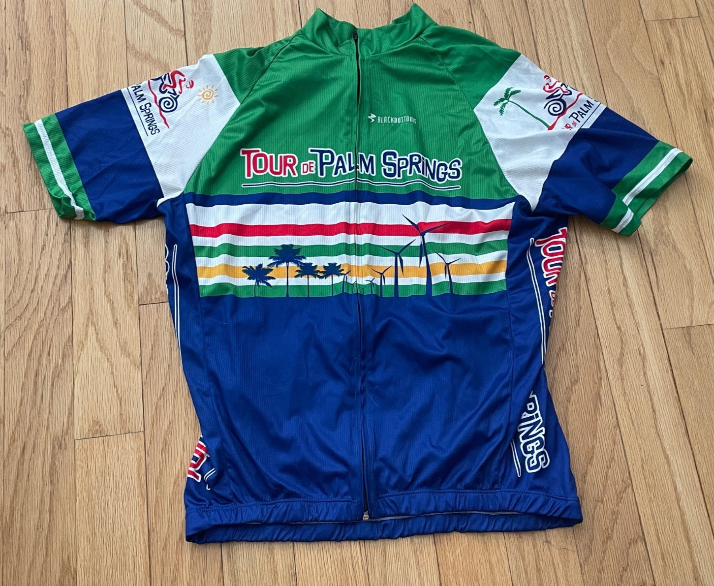 Black Bottoms Men’s XXL Cycling Jersey. Tour de Palm Springs. FULL ZIP.