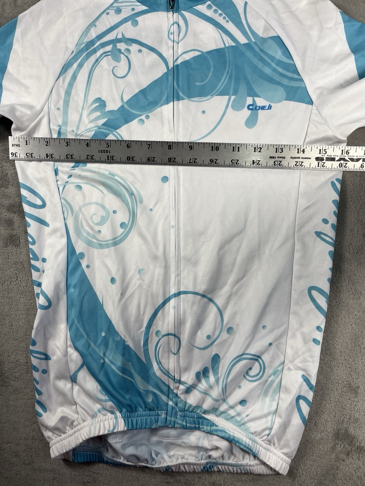 Baleaf/CHEJI Womens Cycling Jersey Full Zip Short Sleeve White Blue Floral S NEW