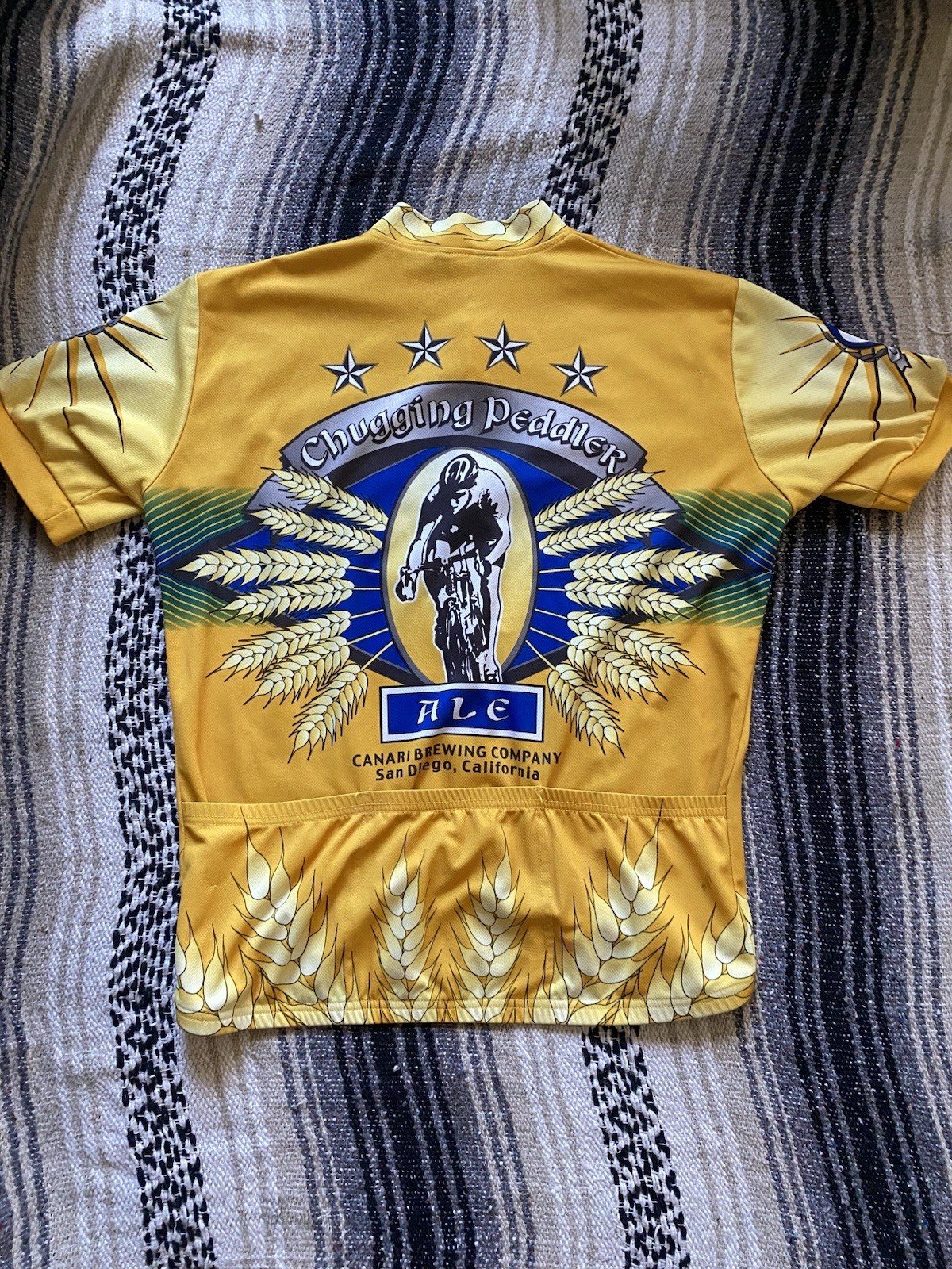 Canari Yellow Graphic Cycling Jersey L Short Sleeve Half Zip Collared Polyester