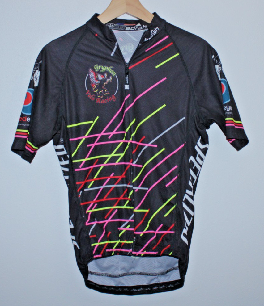 Borah Specialized Men’s Cycling Jersey Medium Rear Pockets 38″ Chest 23/27″ T2B~
