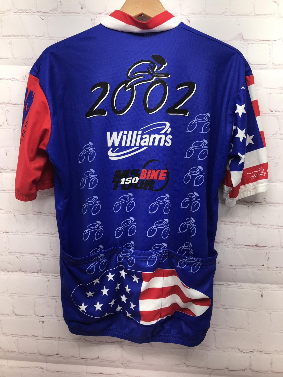 Large Vomax Cycling Jersey Williams Companies 2002 MS 150 Red/Blue