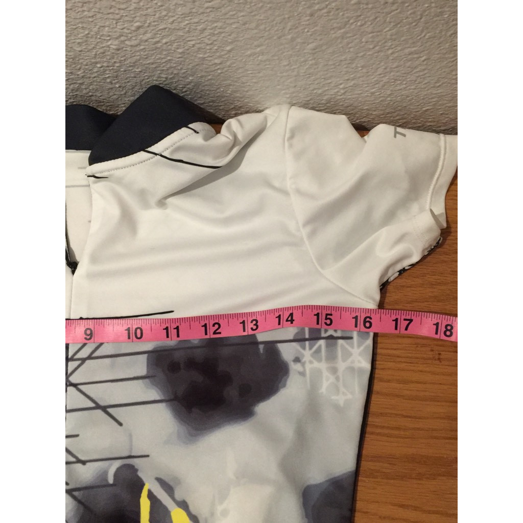 Trayl Mens Biking Jersey Shirt White Multicolor Half Sleeve Collar Cycling XS