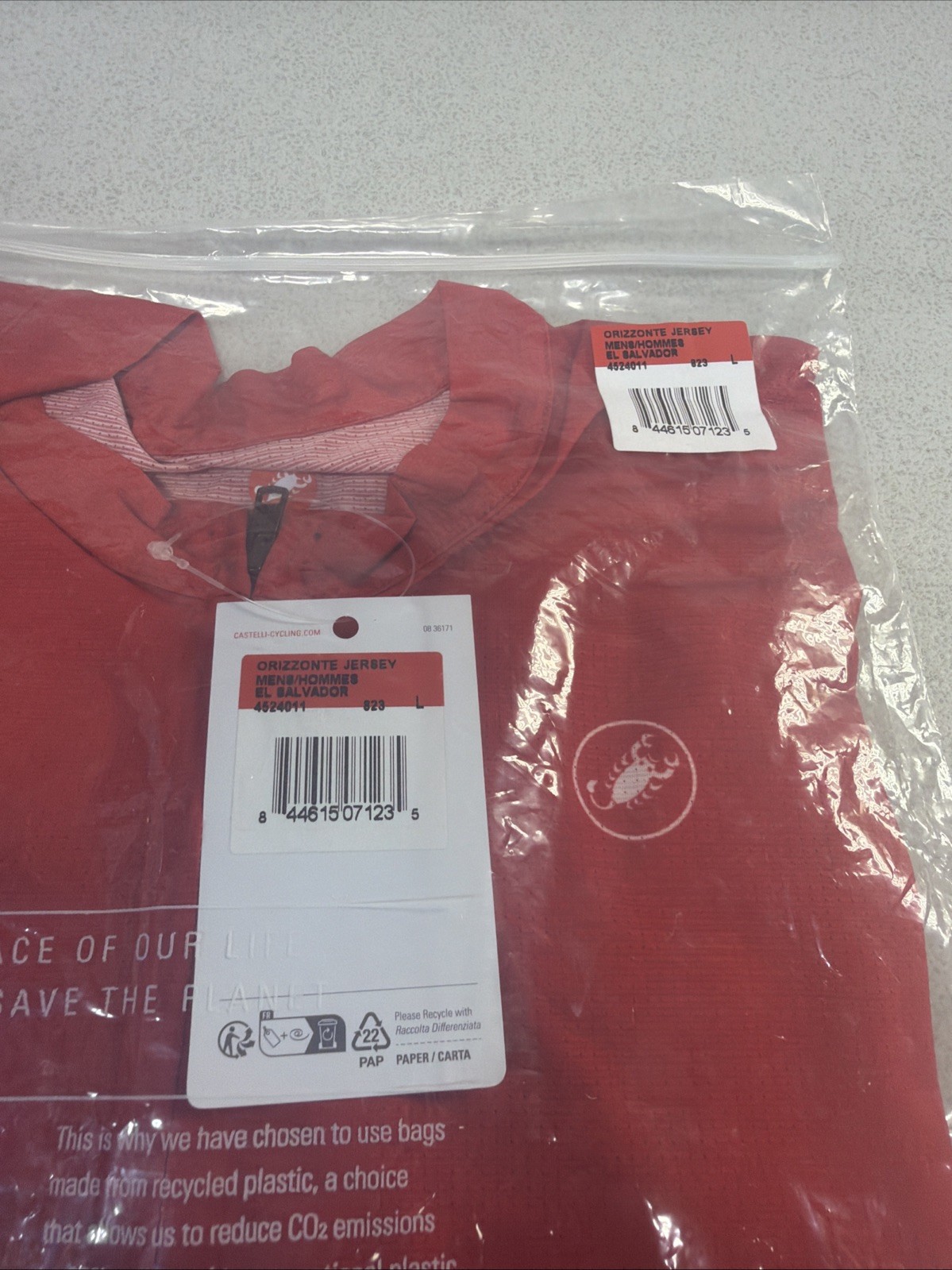 CASTELLI ORIZZONTE JERSEY MENS SIZE LARGE RED