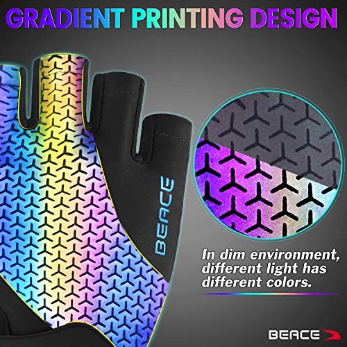 Gloves for Cycling Bike Biking Half Finger Road Medium Colorful Night Glow