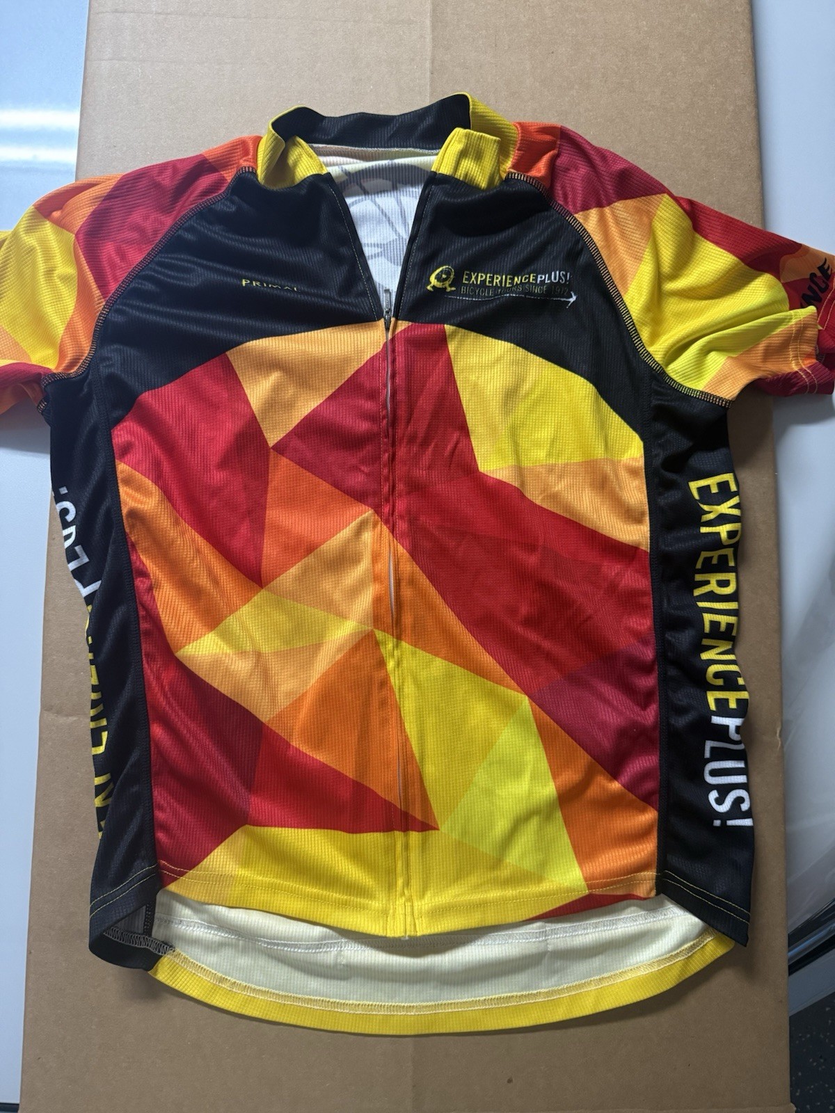 Be Primal Red Orange Experience Plus bicylist shirt size M Cycling Jersey