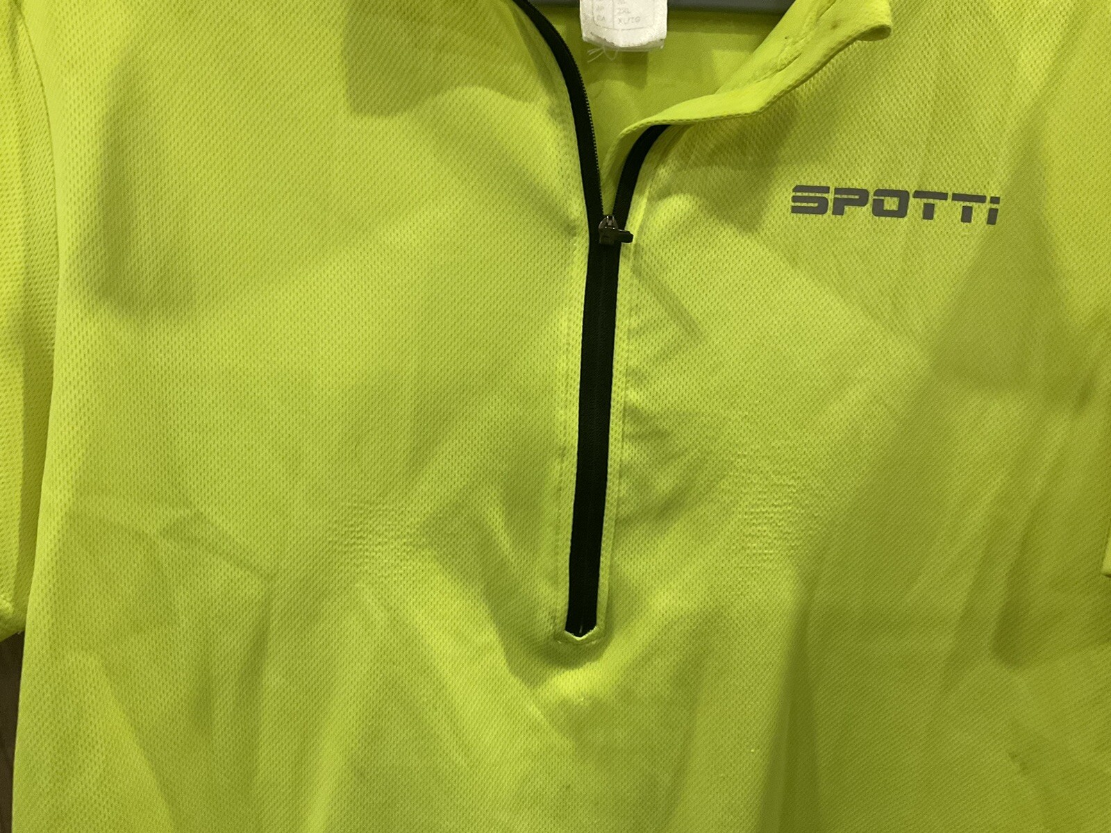 SPOTTI Mens Short Sleeve ZIP Neck Bicycle Shirt Some Wear/spots See Photo Large