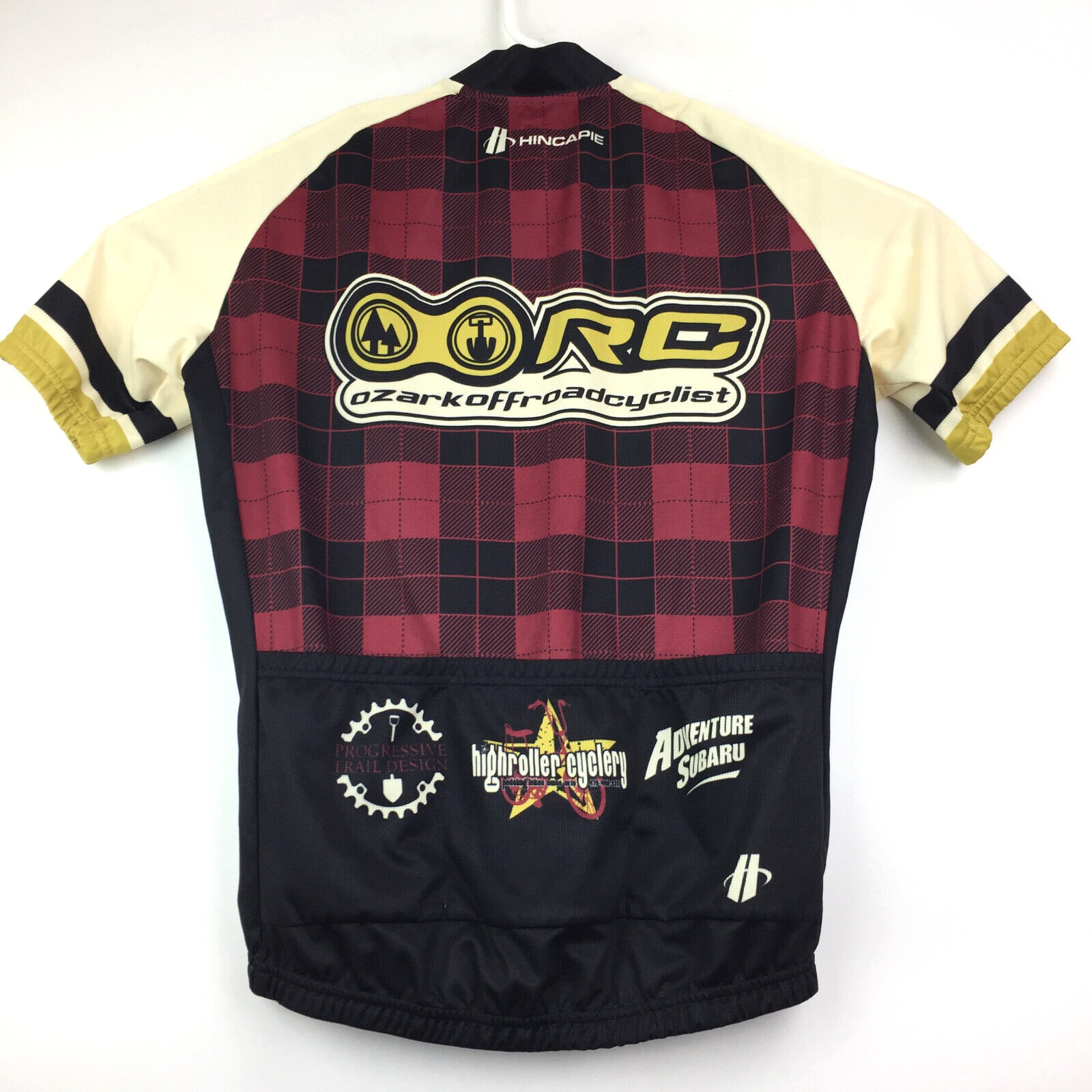 Ozark Off Road Cyclists Adult Medium Plaid Cycling Jersey Zip Front Sport Top