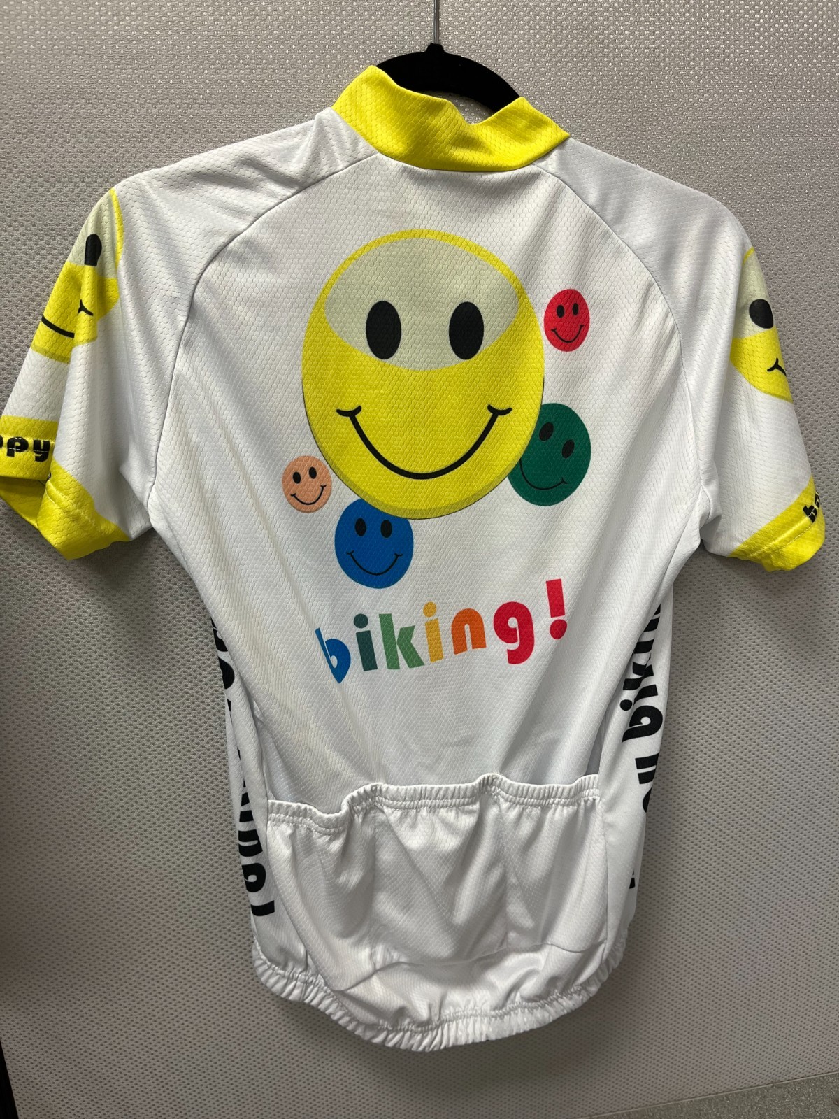 Happy Biking Colorful Emoji Men’s Cycling Jersey, 3 pockets