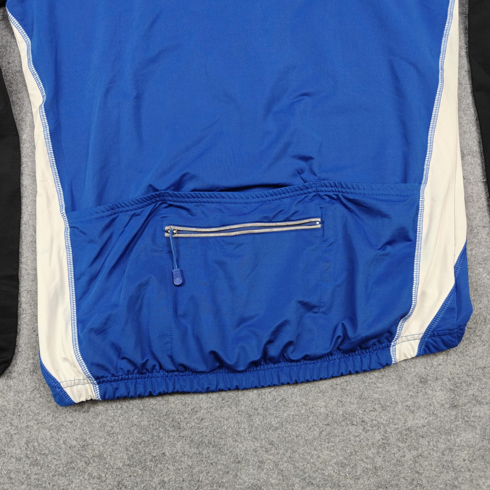 Maks Bike Cycling Jersey Mens Large Blue Black Long Sleeve 1/4 Zip Rear Pockets