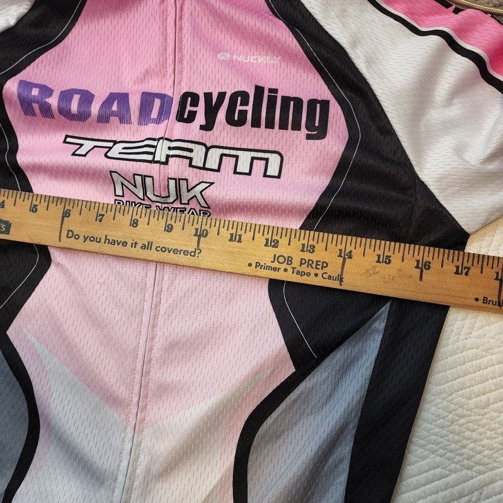 Nuckily SIze M Full Zip Cycling Jersey Pink Black White Women’s