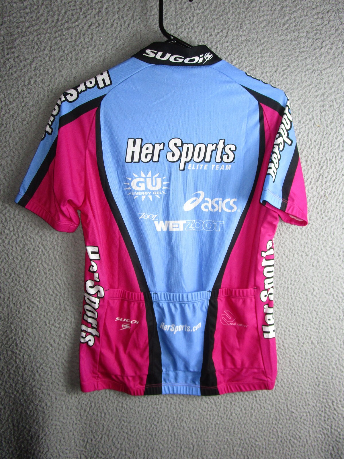 SUGOI WOMEN’S CYCLING JERSEY BLUE PINK WHITE BLACK SMALL POLYESTER HER SPORTS