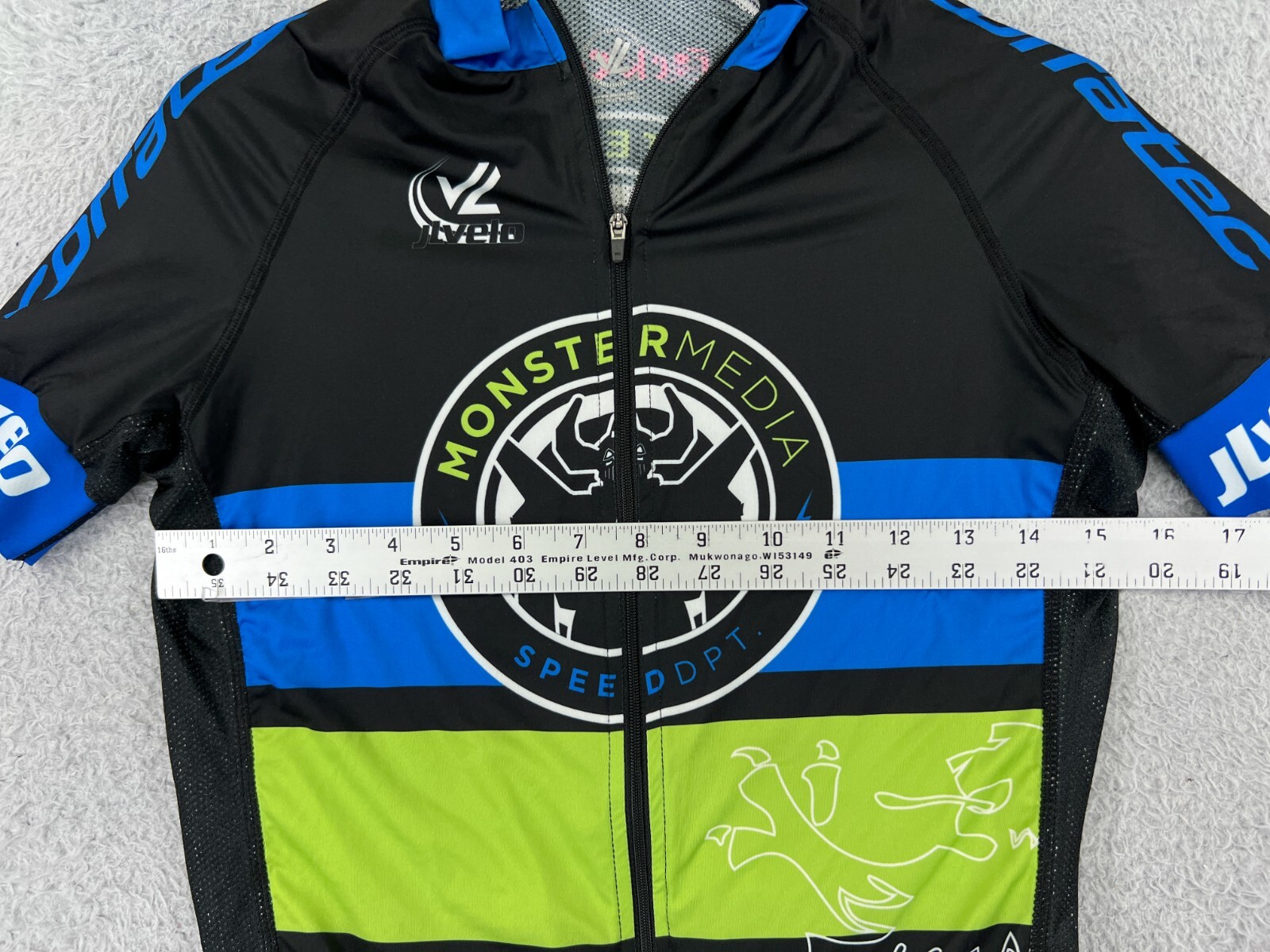 Jlvelo Cycling Jersey Adult Small Black Blue Green Monster Media Full Zip Pocket