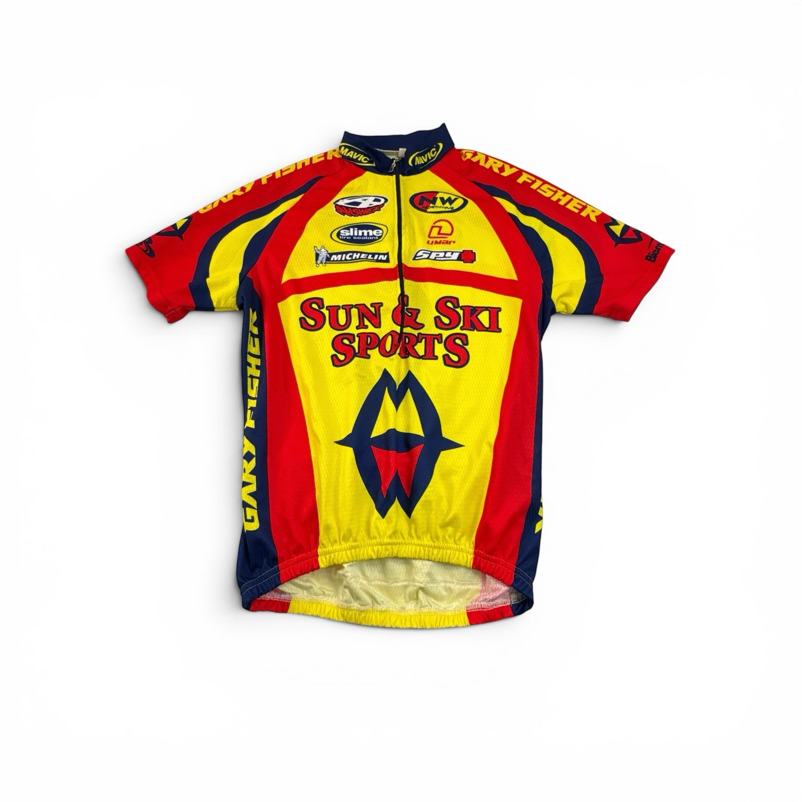 Vintage Y2K Gary Fisher Michelin Cycling Jersey Size 3 Small Yellow Red