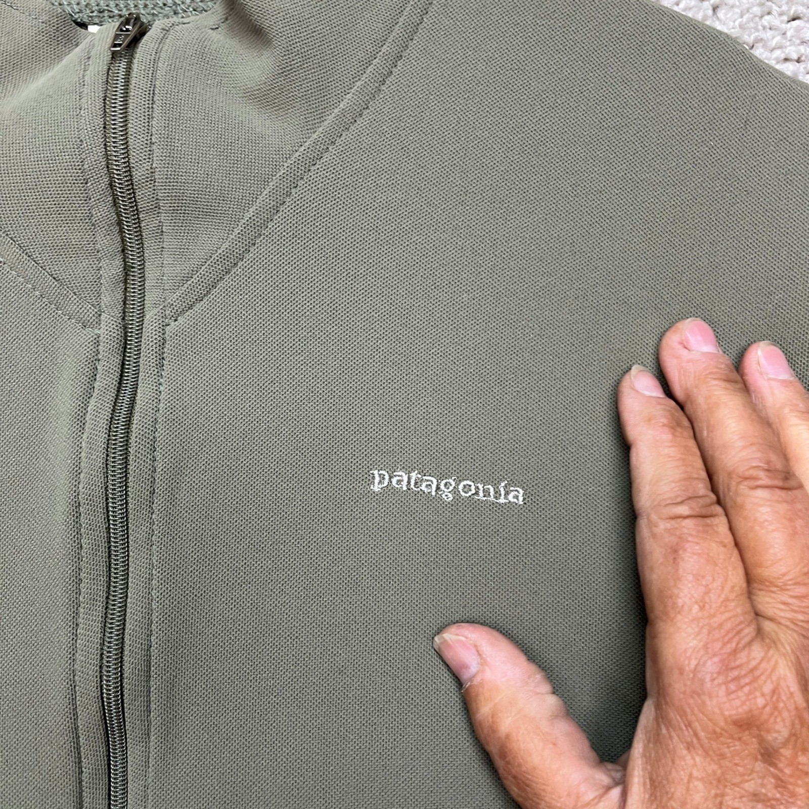 VTG Patagonia Cycling Jersey Womens Medium Olive Green 1/4 Zip Long Sleeve USA