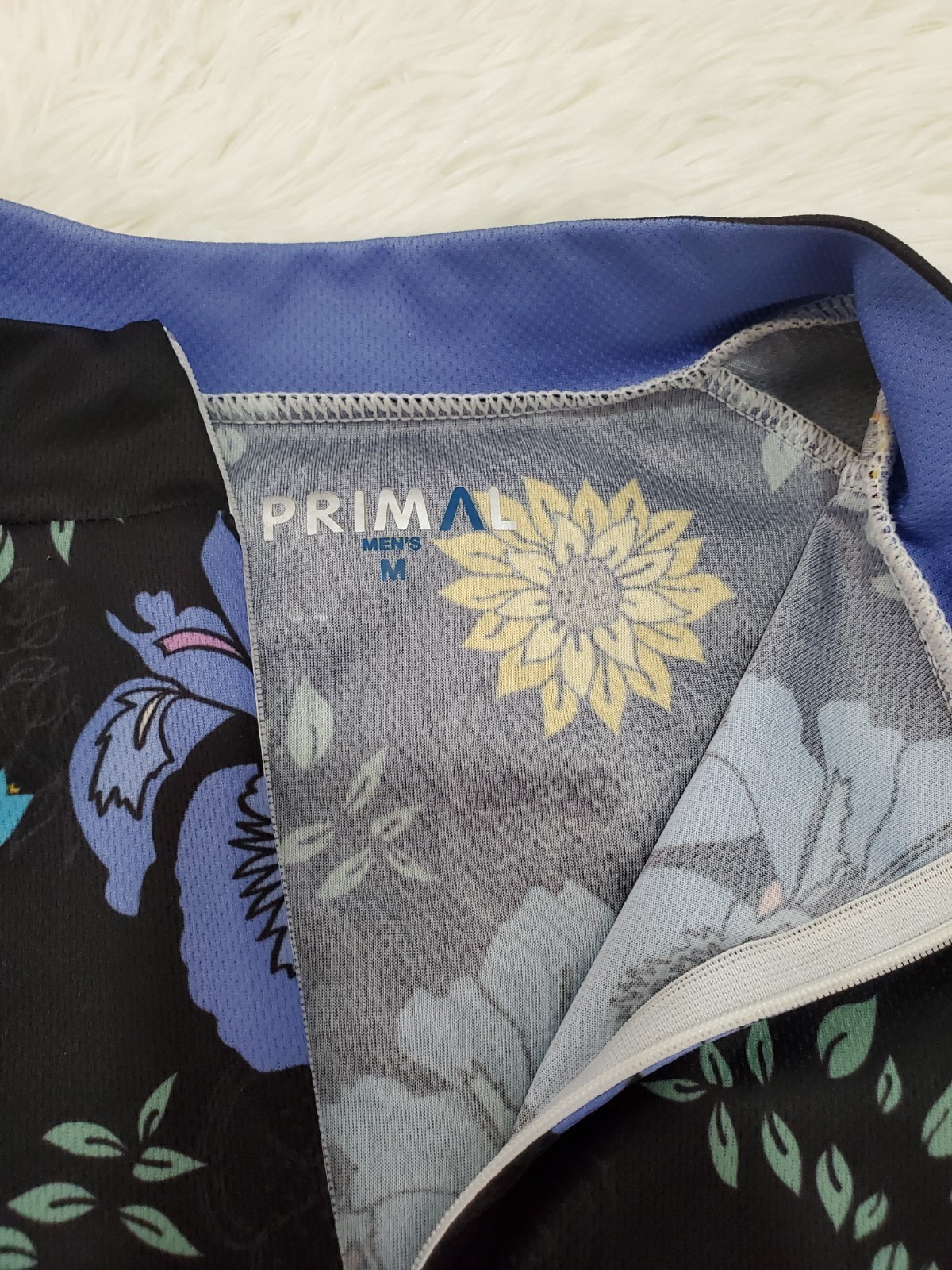 Primal Cycling Jerse Floral Flower Power W/ Back Pockets Mens Med 3/4 Zip **READ