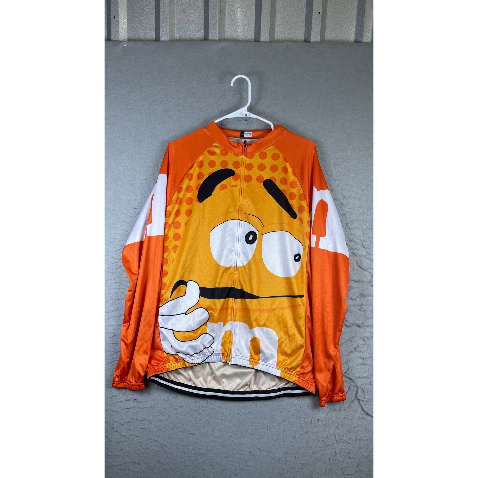 M&M’s Cycling Jersey Mens XXXL Orange Excellent Long Sleeve Full Zip Graphic