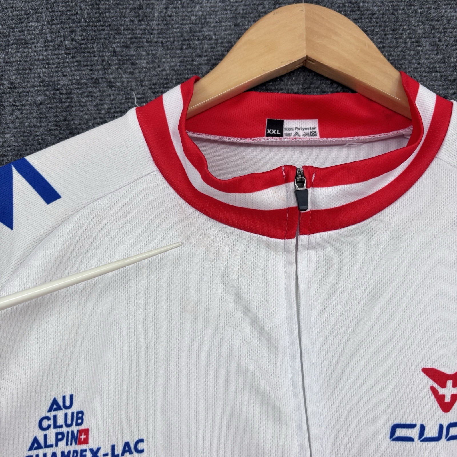 Cuore I AM White & Red Striped Full Zip Cycling Jersey Men’s XXL