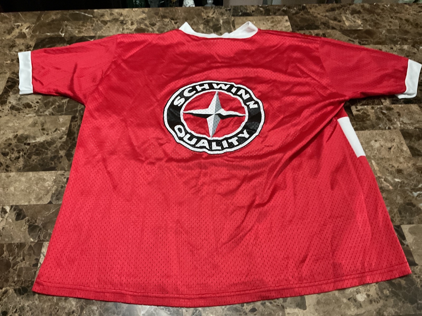 Vintage 90s Schwinn Cycling Mesh Jersey Red sz Large? USA Biking Racing