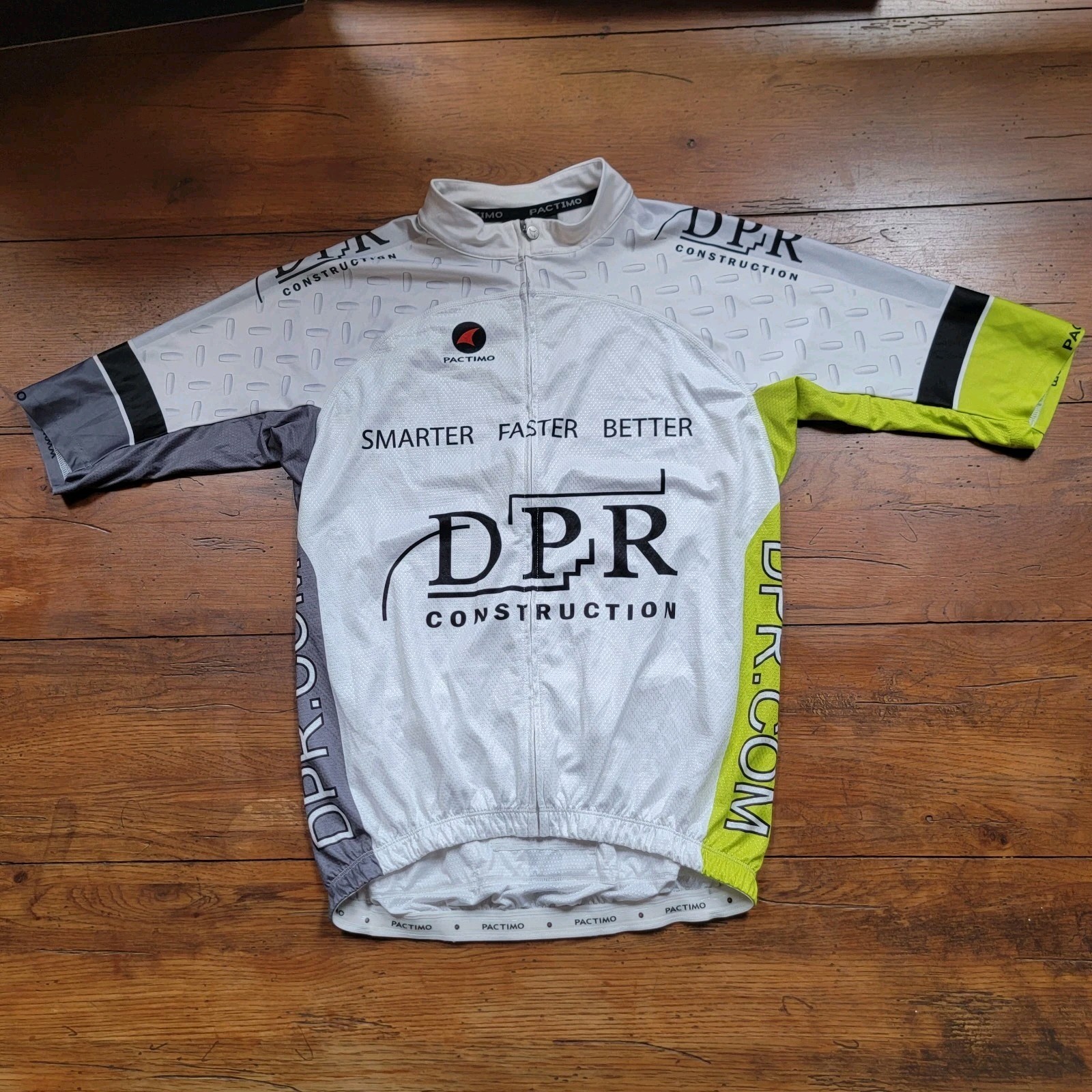 Pactimo Mens Large Cycling Jersey 20″ P2P Stretch White Full Zip L