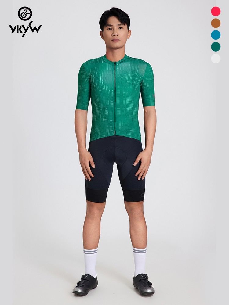 YKYW SPF50+ Mens Cycling Jersey Short Sleeve Seamless Road Bike Shirt Breathable