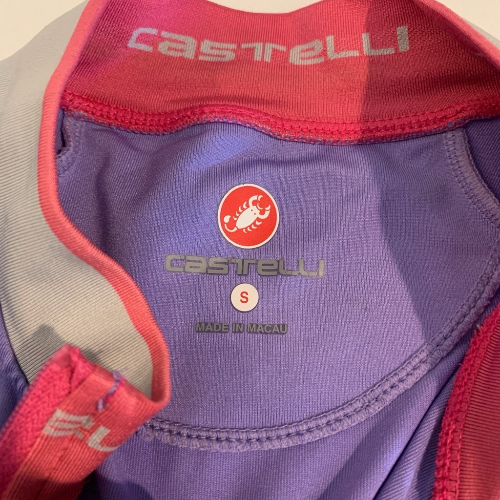 Castelli Jersey Womens S Small Lavender Gray Stretch Full Zip Chest Logo Cycling