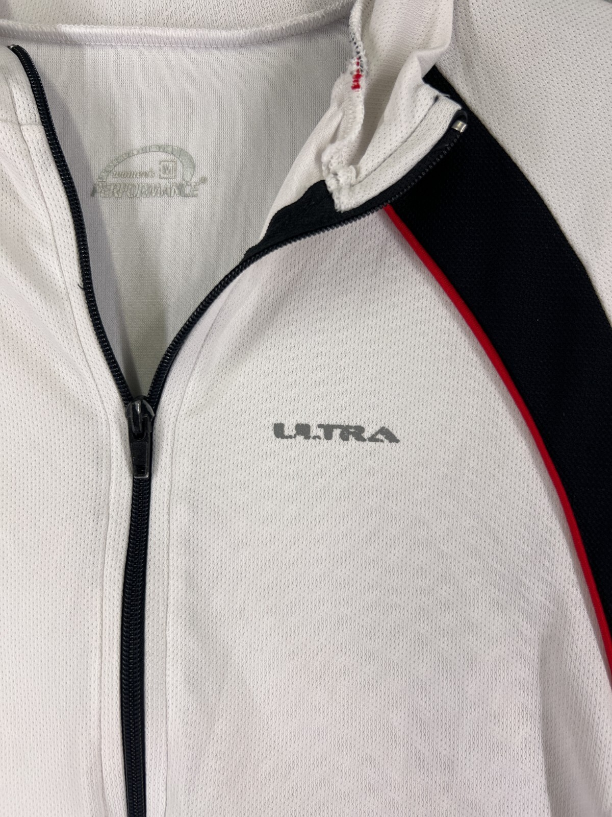 Performance Cycling Jersey Womens Medium White Black Full Zip 100% Polyester
