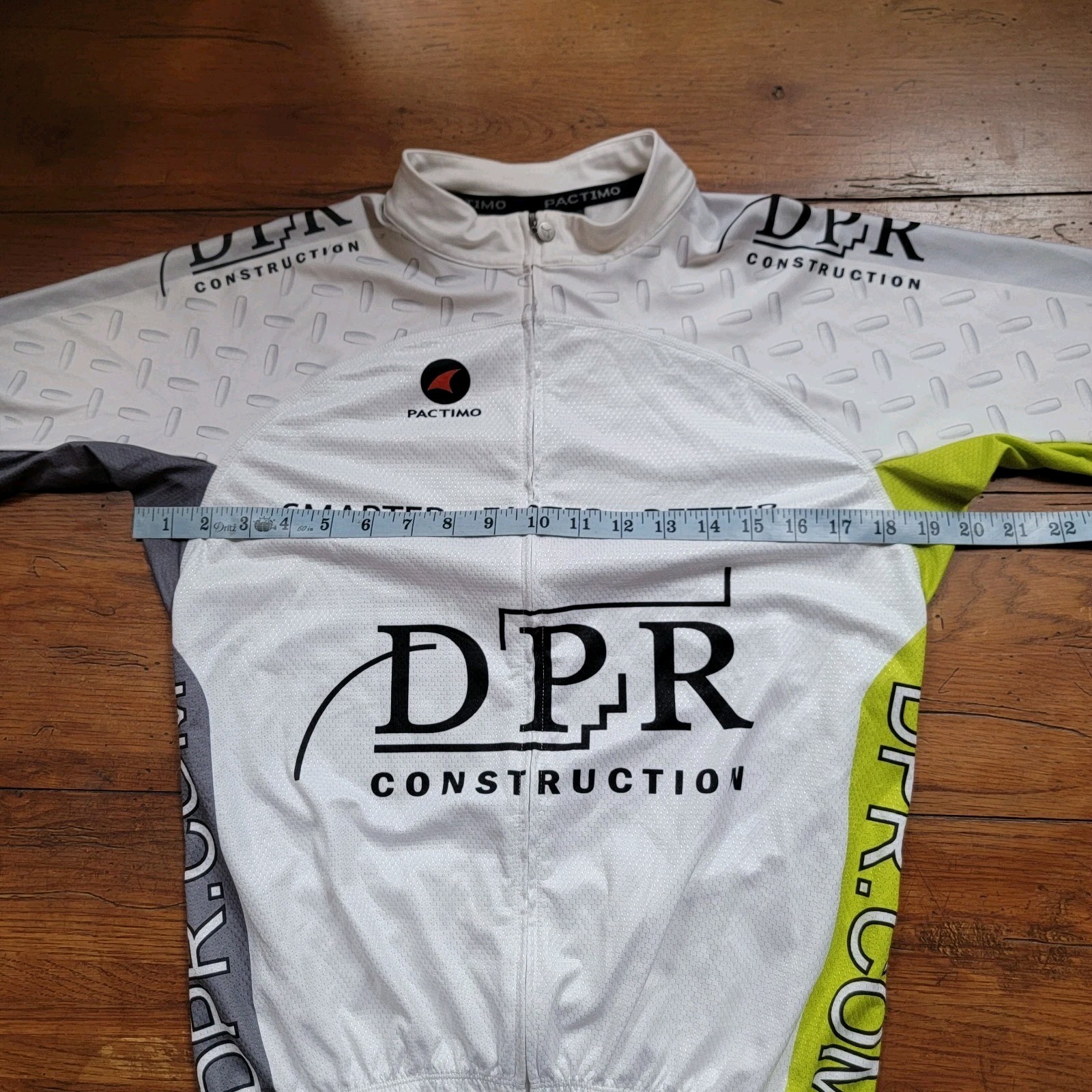 Pactimo Mens Large Cycling Jersey 20″ P2P Stretch White Full Zip L