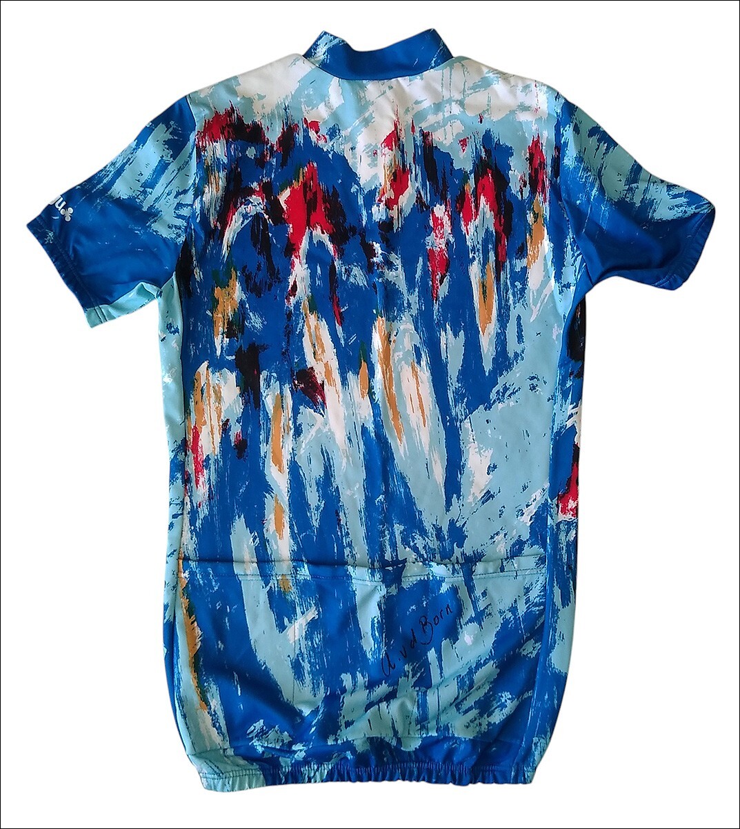 Vintage AGU Short Slv Cycling Jersey Shirt Painting M Chest 35-39 in Rare 90s