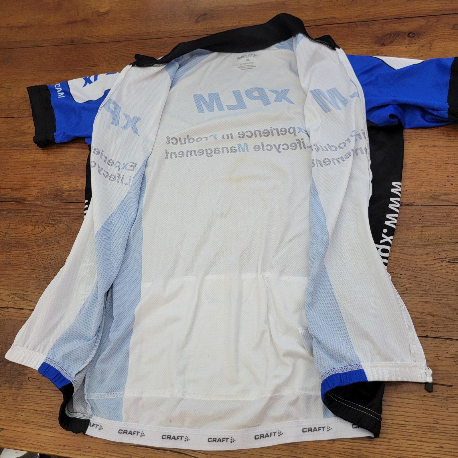 Craft Mens XL Cycling Jersey 21.5″ P2P Blue xPLM Team Full Zip