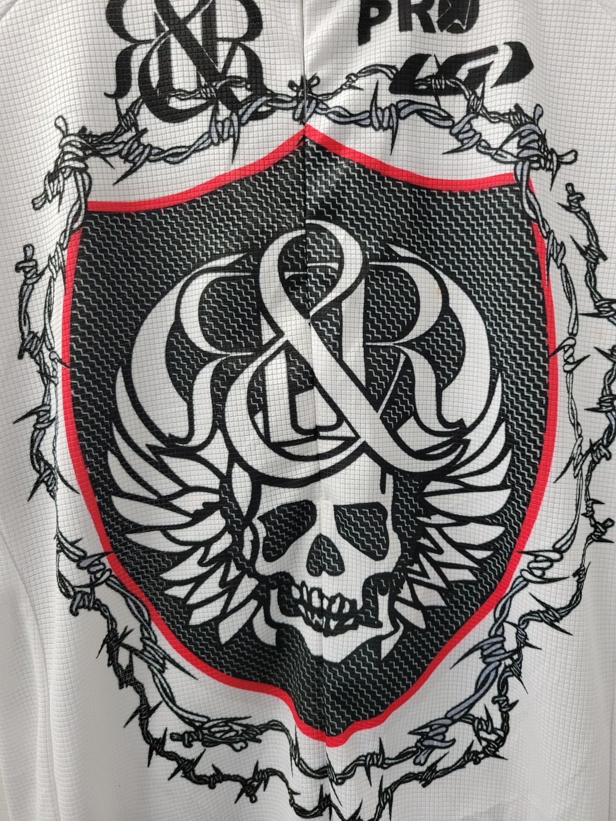 Rock Racing Cycling Mens XL Shirt Cadillac Skull White Black Red EUC