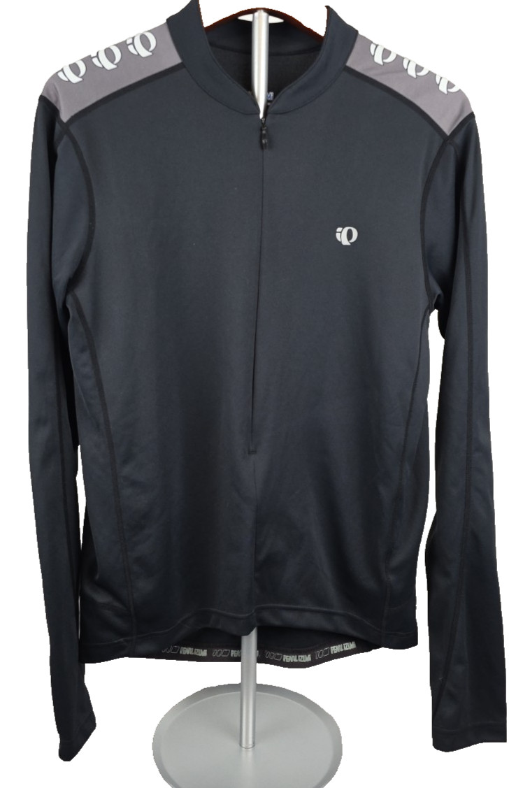 Pearl Izumi Mens Black 1/2 Zip Quest L/S Cycling Jersey Sz Medium Logo Bike