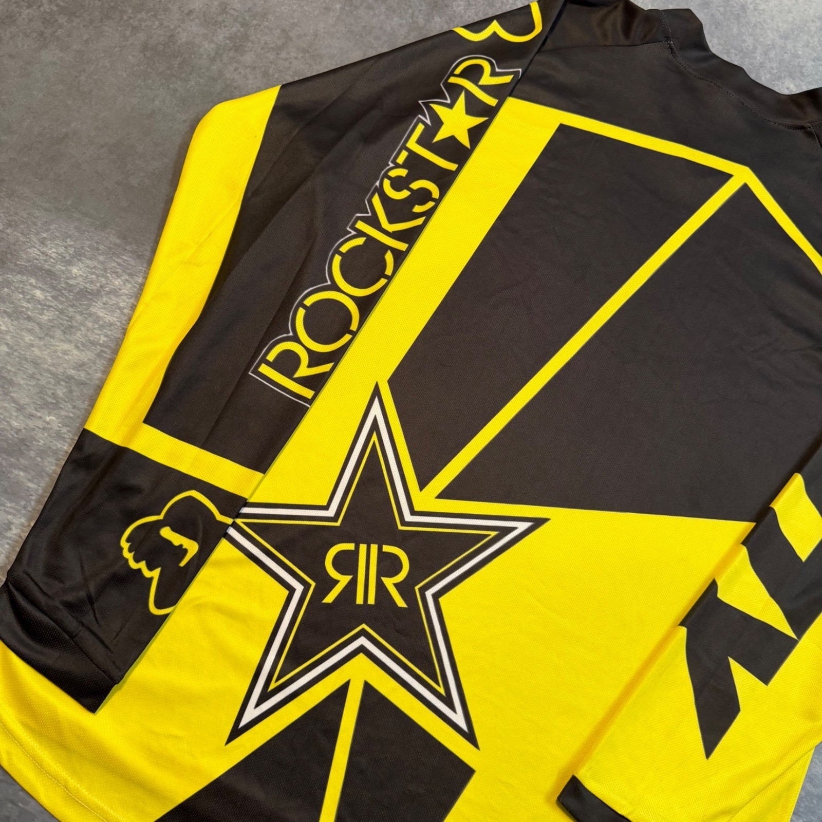 Y2K Fox Racing Rockstar Energy Drink Motocross Jersey Mens XL Yellow Black