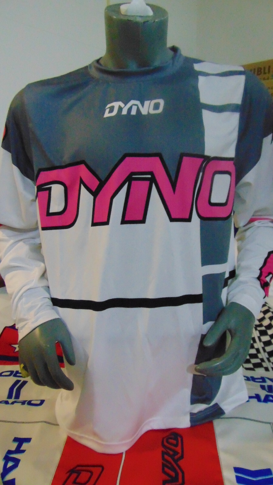 DYNO OLD SCHOOL BMX BIKE JERSEY CLASSIC JERSEY RACE BIKE SHIRT BMX L 80S GREY