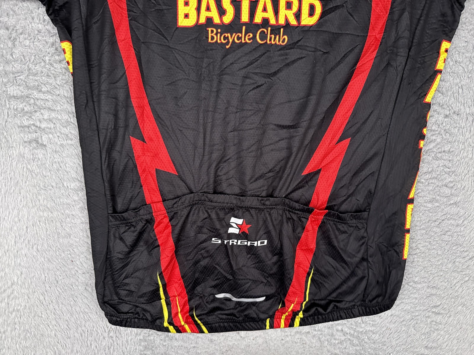 STRGAD Cycling Jersey Mens XL Black Cranky Old Bastard Full Zip Pockets Top