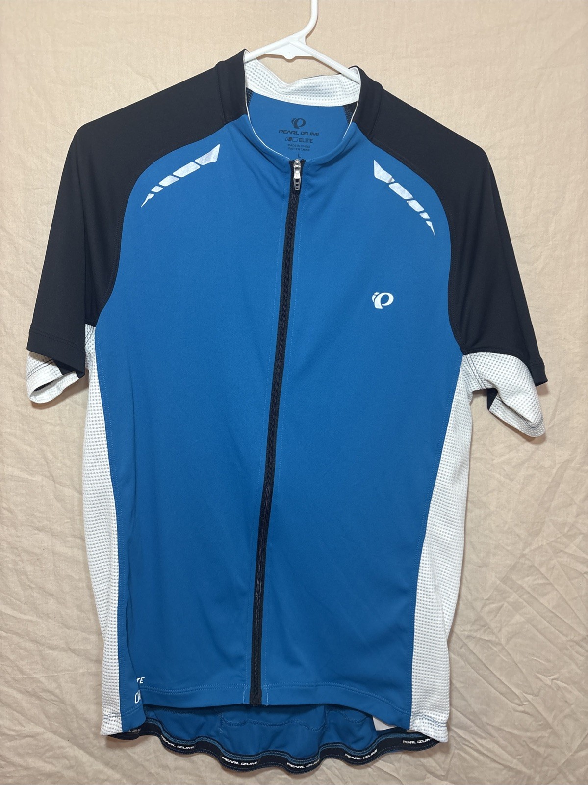 PEARL IZUMI Elite Series Cycling Jersey Mens Large Blue White Bicycle
