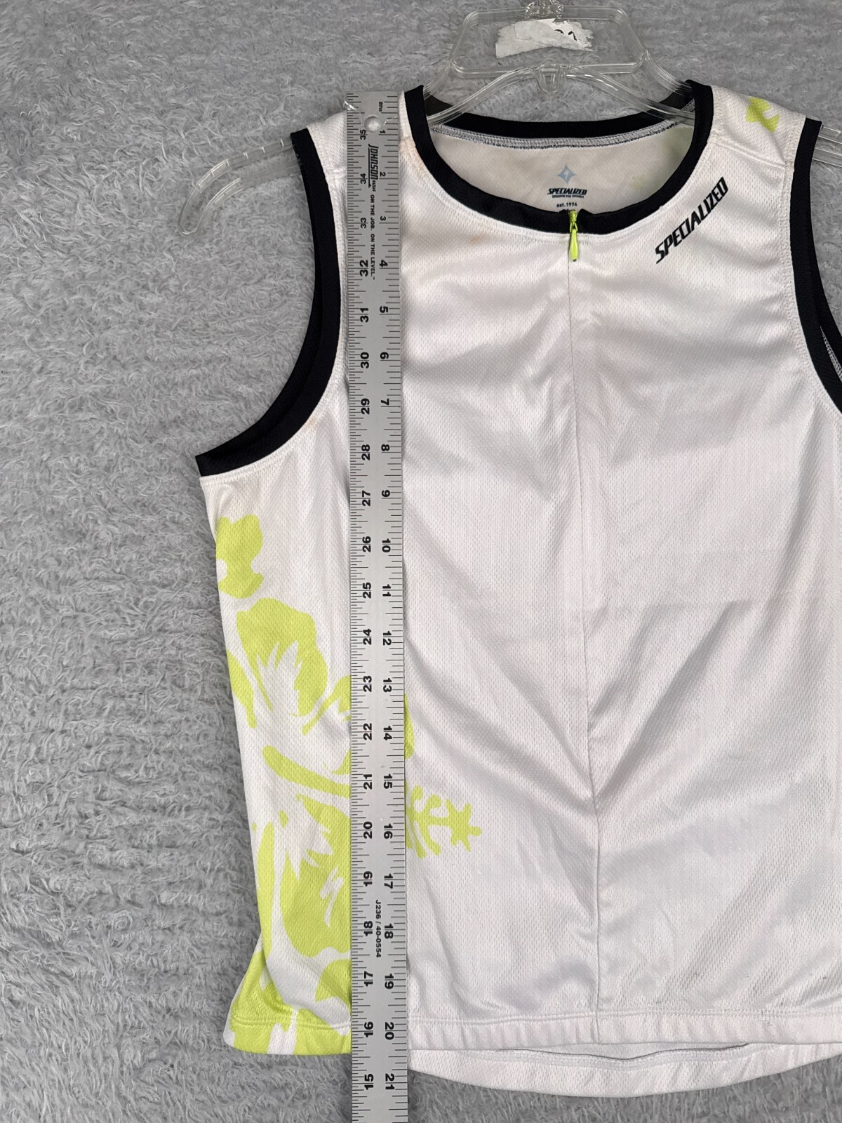 Specialized Cycling Jersey Womens Medium White Green Tank 1/2 Zip Polyester