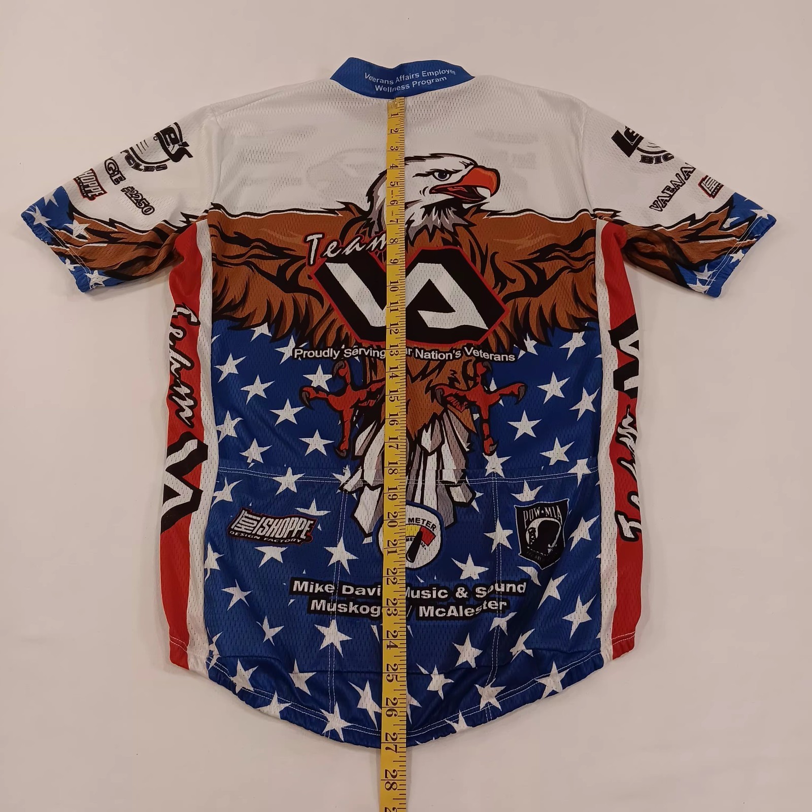 Team VA Cycling Race Jersey Medium Mesh 3/4 Zipper Elastic Waist Back Pockets