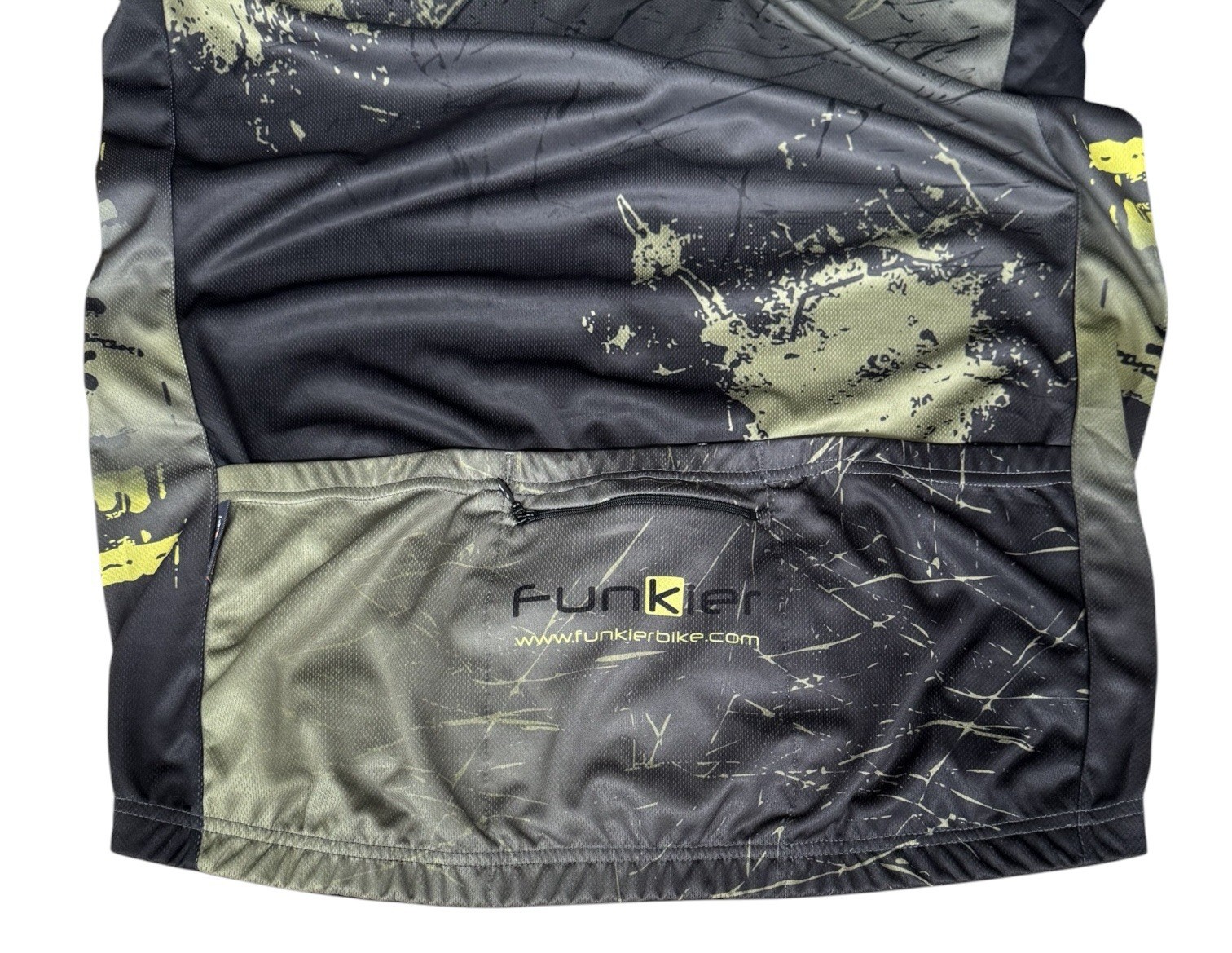 Funkier Army Green Yellow Full Graphic Spellout Cyling Jersey w/Back Pocket 3XL