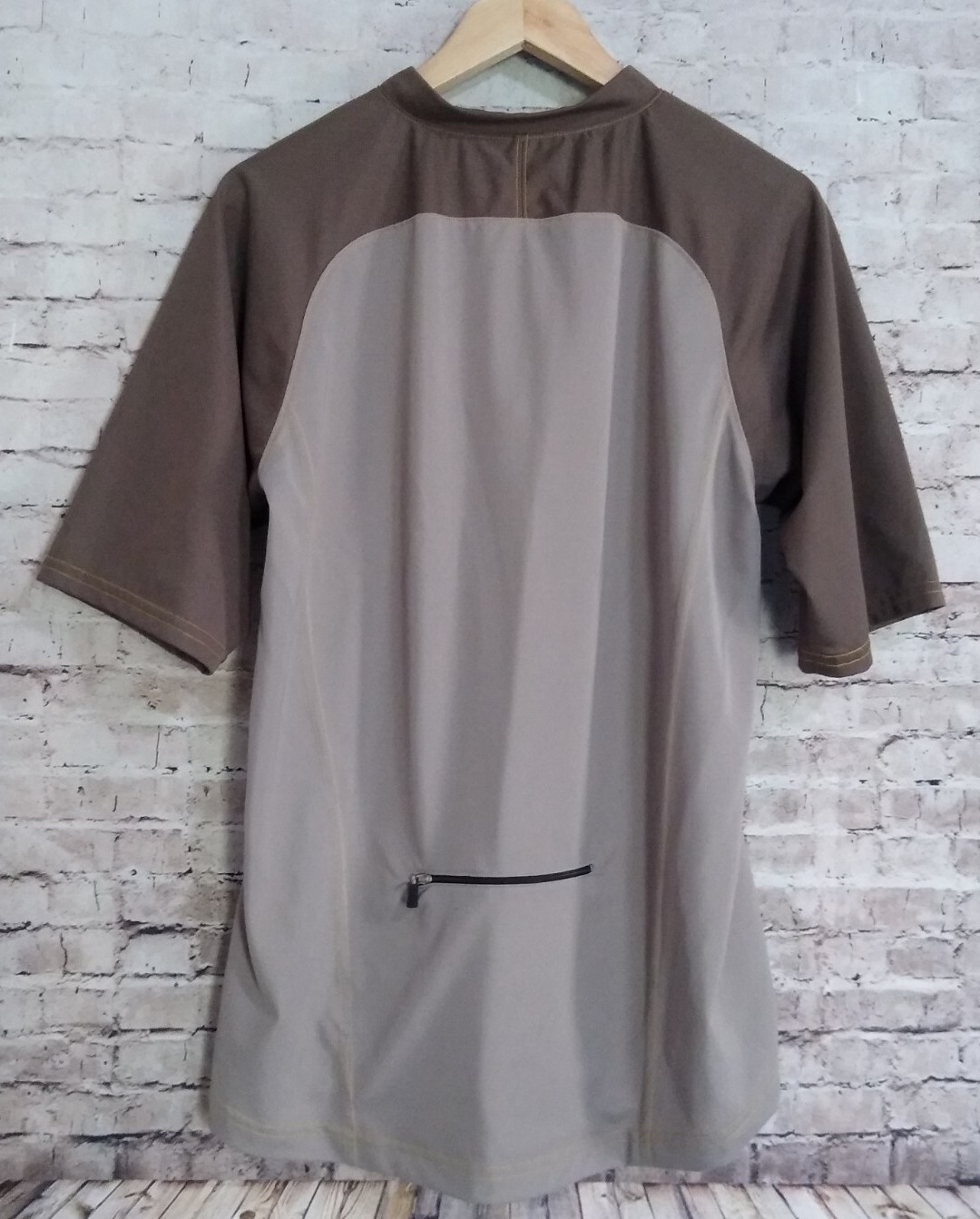 Fox Racing 1/4 Zip Cycling Jersey Shirt Back Pocket Brown/Tan Medium