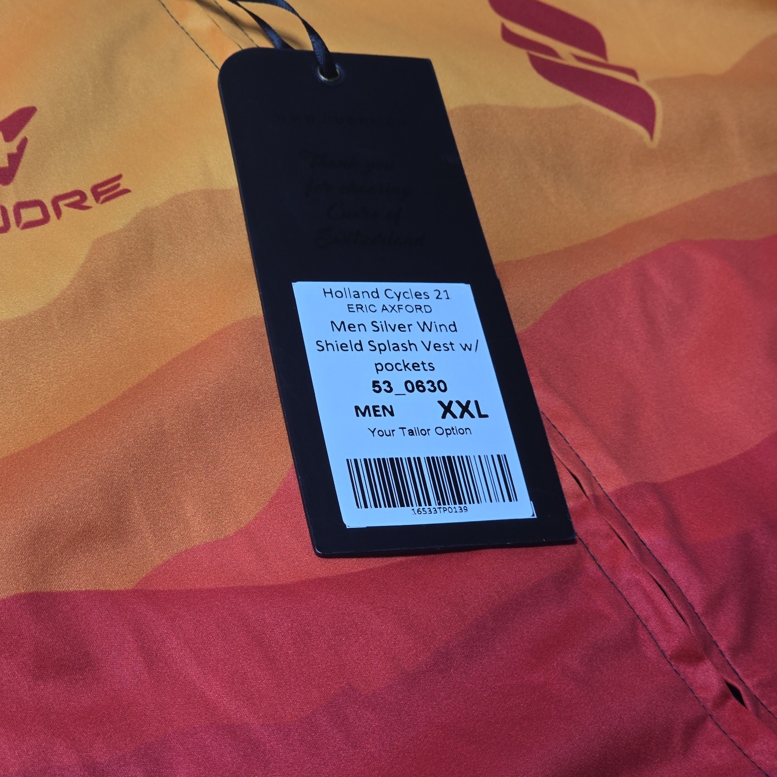 NWT Cuore Cycling Vest Holland Mens Size 2XL Holland Cycling San Diego