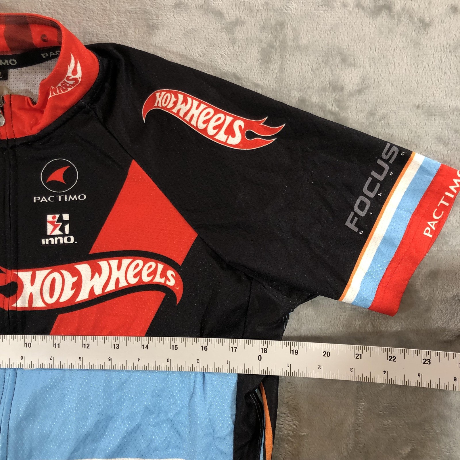 Pactimo Cycling Jersey Mens Large Black Hot Wheels Full Zip Short Sleeve Bike