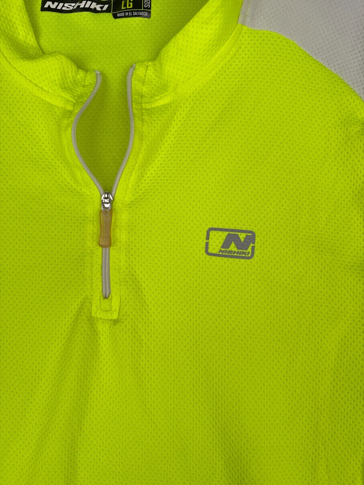 Nishiki Cycling Jersey Adult Large Yellow White 1/4 Zip 100% Polyester Pockets