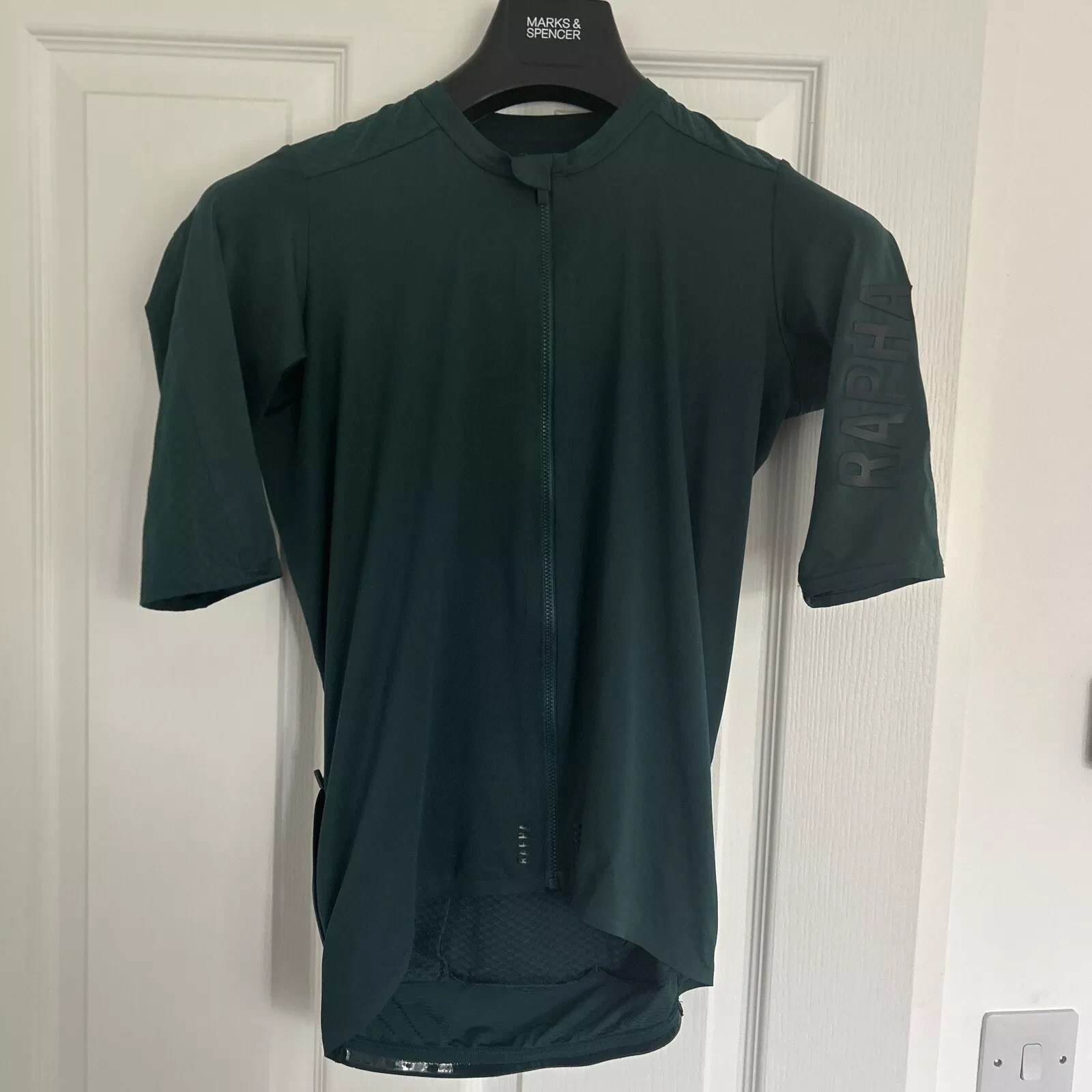 USED FOREST GREEN RAPHA SS CYCLING AERO II JERSEY SS PRO TEAM LIGHTWEIGHT LARGE