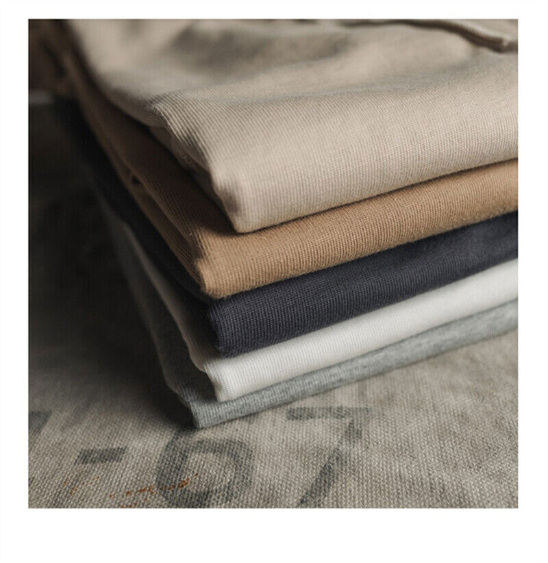 Bronson Henley T-Shirt Men Heavyweight Cotton T-Shirts Short Sleeve Basic Tee