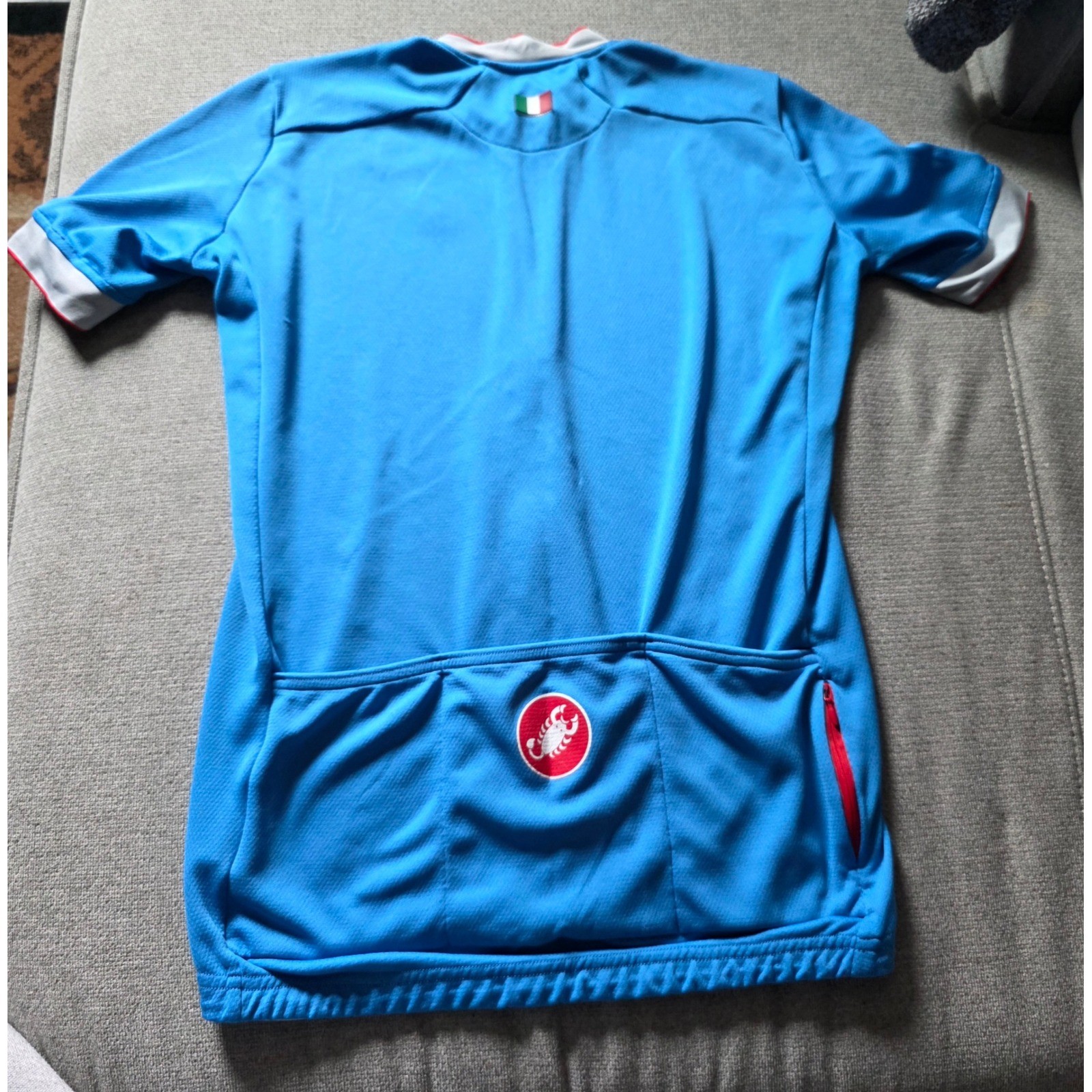 Castelli Blue Short Sleeve Cycling Jersey Full Zip Road Bike Scorpion Logo Mens