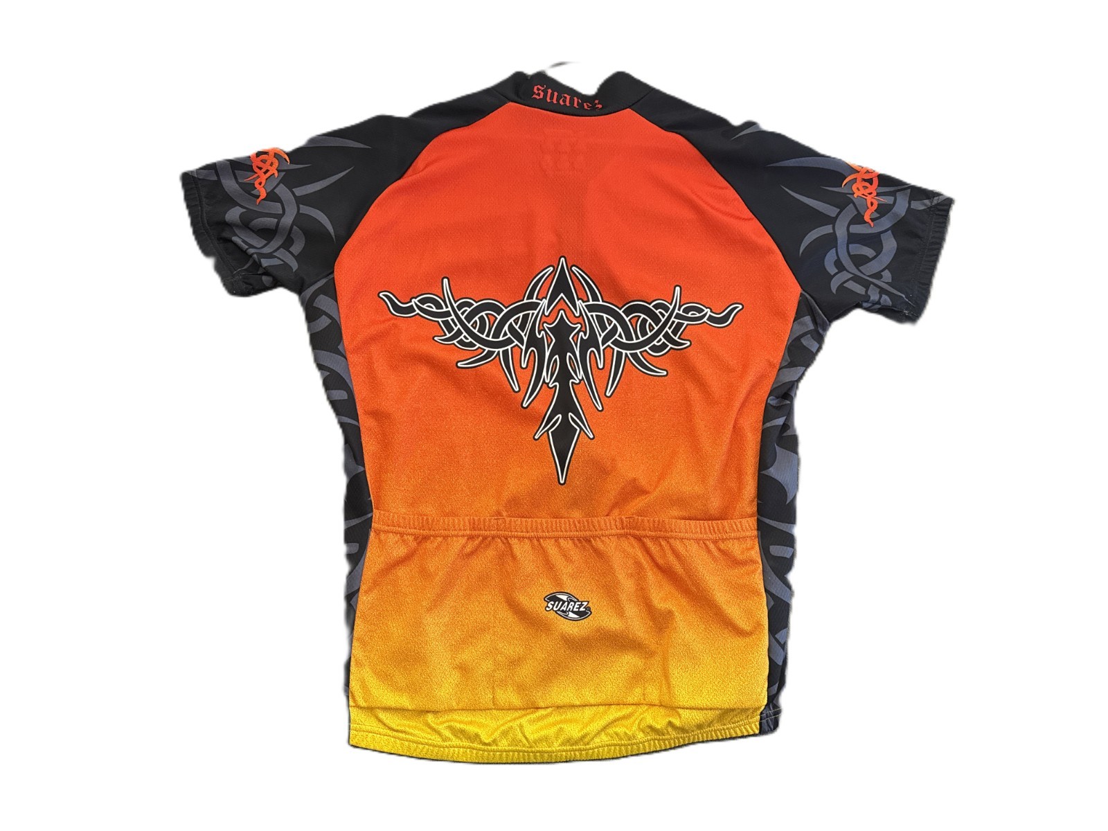 Cycling Jersey XL Suarez Tribal Orange Black Full Zipper Short Sleeve Excellent