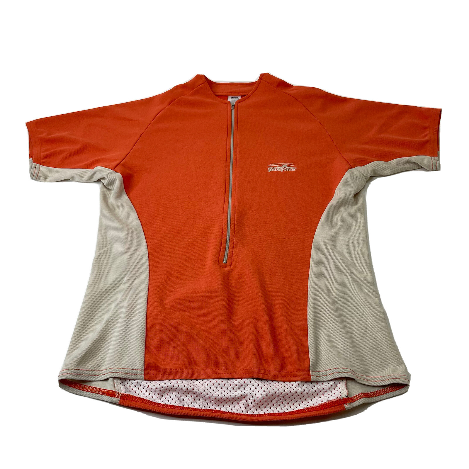 Vintage Patagonia Cycling Jersey Womens Large Orange Colorblock USA Made