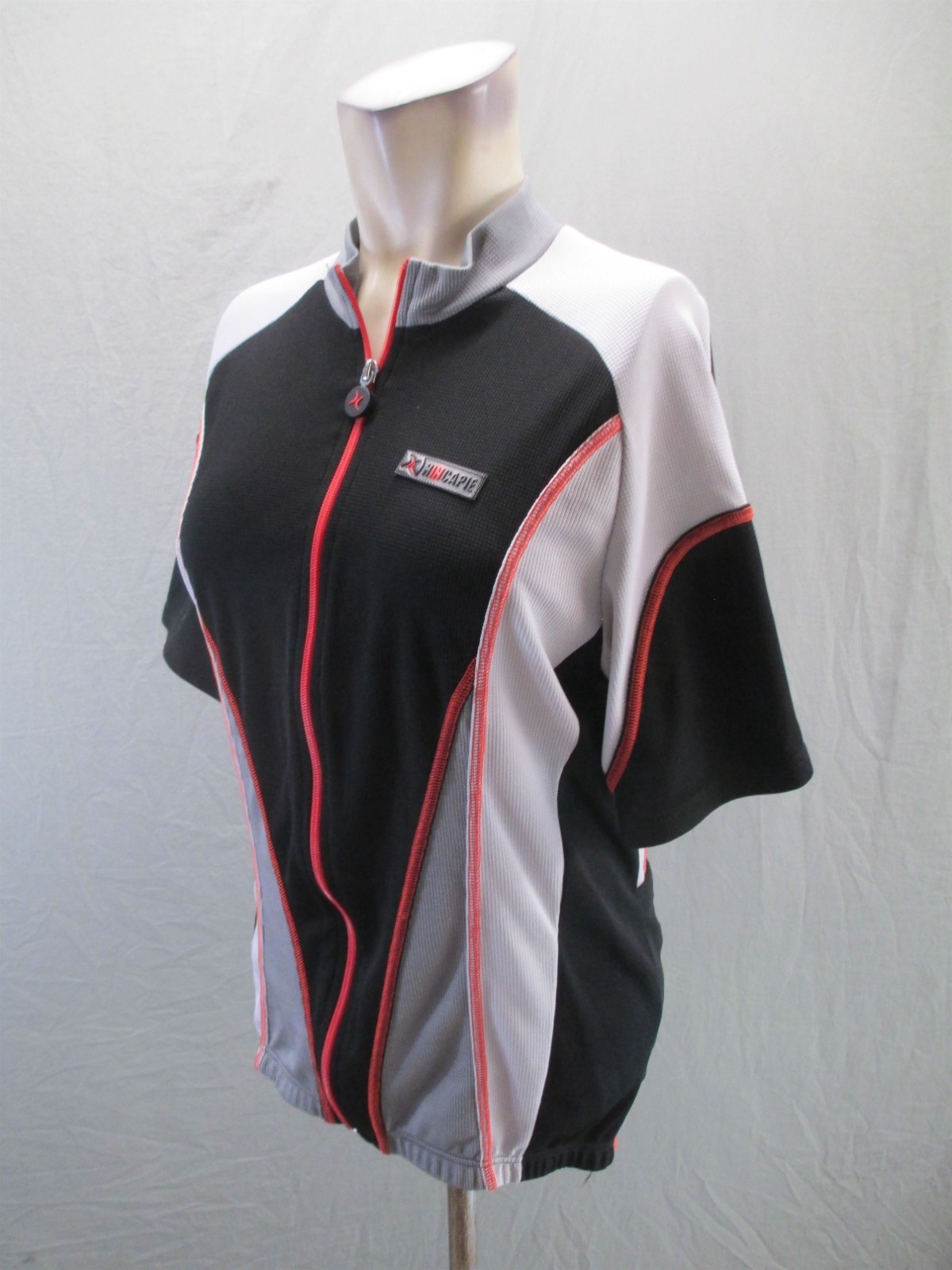 Hincapie Size XL Mens Multicolor Cycling Stretch Short Sleeve Full Zip Top 681