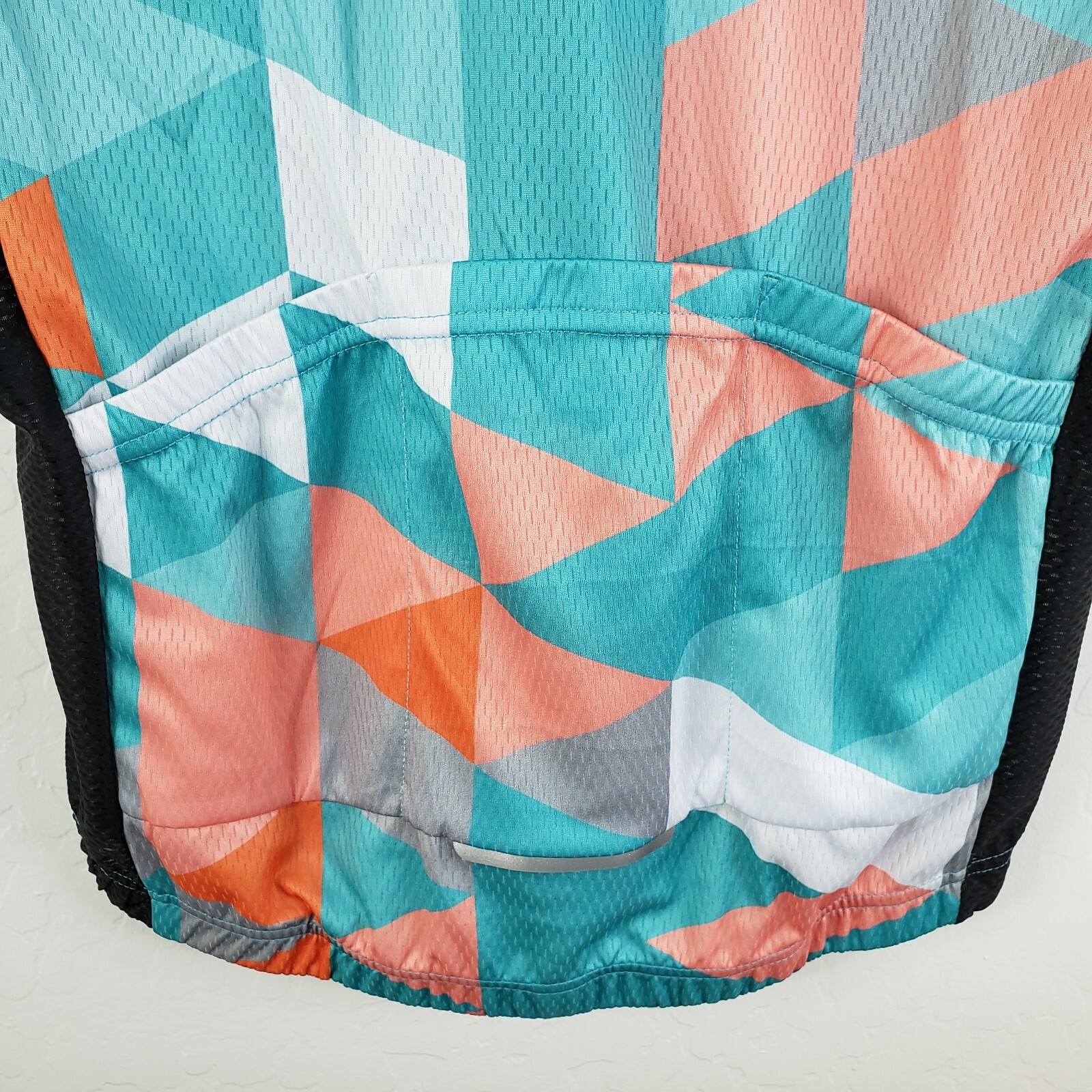 JPOJPO Cycling Jersey Womens Size XL Teal Colorful Block Full Zip Stretch Jersey